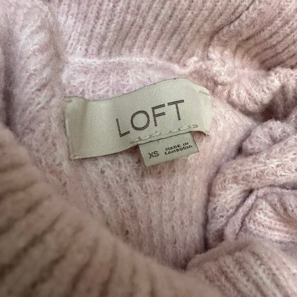 LOFT Soft Pink Waffle‎ Knit Cowl Neck Sweater Sweet and Girly Size XS - Picture 4 of 6